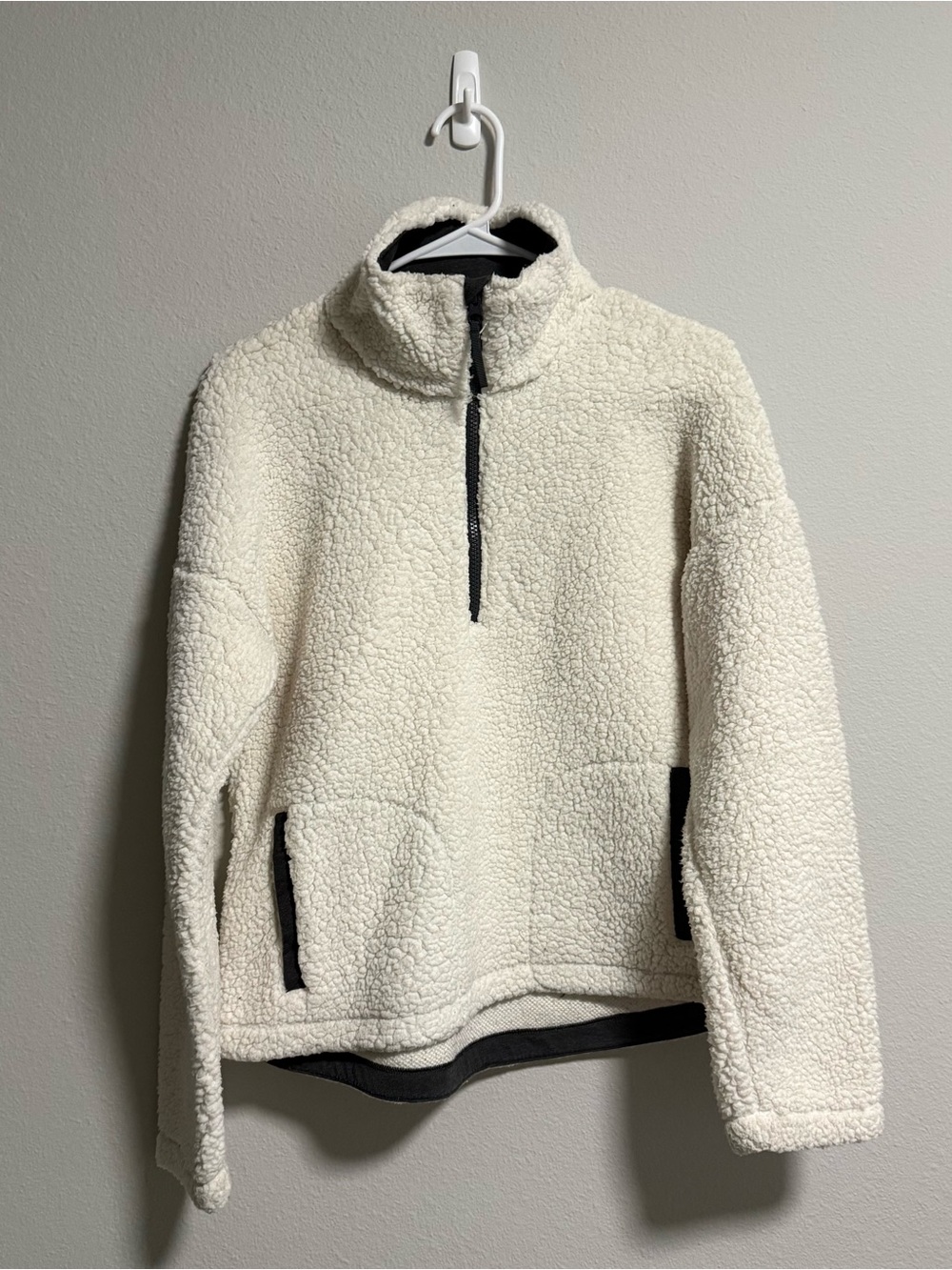 Cream Sherpa Half-Zip Pullover Sweater
